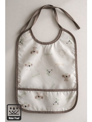 Miniel Unisex Bebek Baskılı Kolsuz Cep Detaylı Sıvı Geçirmez Küçük Boy Mama Önlüğü