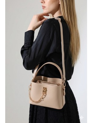 CLASSBAG Günlük Vizon Kadın Çanta, Ayarlanabilir Askılı Zincir Aksesuarlı El ve Omuz Çantası