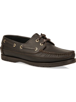 Ziya Erkek Kahverengi Günlük Ayakkabı  Deri Kauçuk Taban Düz Topuklu 101119