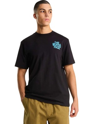 The North Face Drip Logo Relaxed Graphic Erkek Siyah Outdoor T-Shirt NF0A8GABJK31