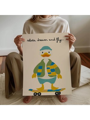 Pegziz Çocuk Odası Ördek Temalı Çerçevesiz Poster Çocuk ve Bebek Odası Duvar Dekoru