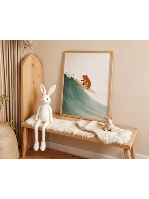 Pegziz Çocuk Odası Surf Temalı Duvar Tablosu Doğal Ahşap Çerçeveli Duvar Tablosu