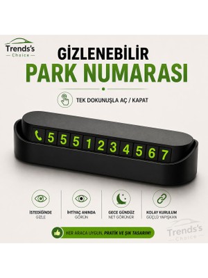 Trends's Choice Fosforlu Numaratör Araç İçi Park Telefon Numarası Kolay Montaj ve Şık Tasarım
