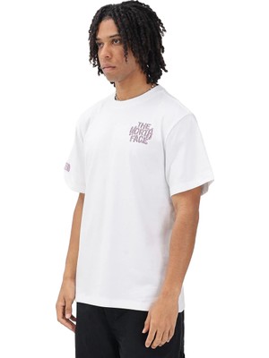 The North Face Drip Logo Relaxed Graphic Erkek Beyaz Outdoor T-Shirt NF0A8GABFN41