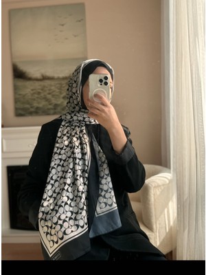 Buscarfs Siyah Beyaz Vual Ipek Şal