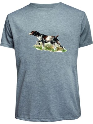 Unisex Av Köpeği Baskılı Tişört Pamuk Penye Süprem Basic