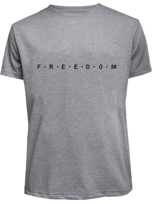Unisex Freedom Yazılı Baskılı Tişört Pamuk Penye Süprem Basic