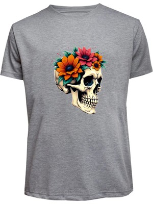 Unisex Skull (Kurukafa) Baskılı Tişört Pamuk Penye Süprem Basic
