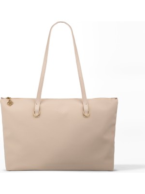 SHAKA Krem SHK272 Fermuarlı,astarlı,shopper El,kol ve Omuz Çanta