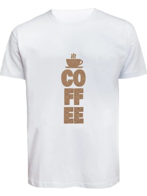 Unisex Coffee Yazılı Baskılı Tişört Pamuk Penye Süprem Basic