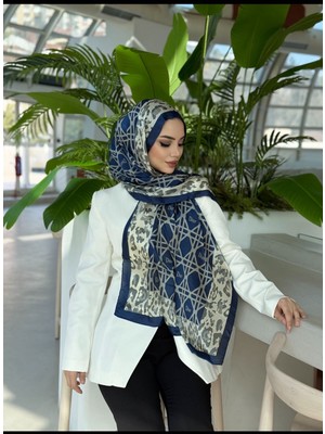 Buscarfs Leopar Lacivert Ipek Şal