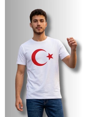 Özel Tasarım Türk Bayrağı Baskılı Tshirt - %100 Pamuk Penye Süprem Sıfır Yaka Unisex
