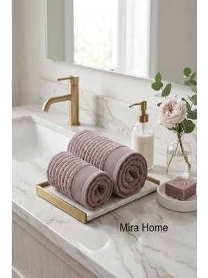 Mira Home 2 Parça Pamuklu Banyo ve El Yüz Havlu Seti Şeyda Mürdüm