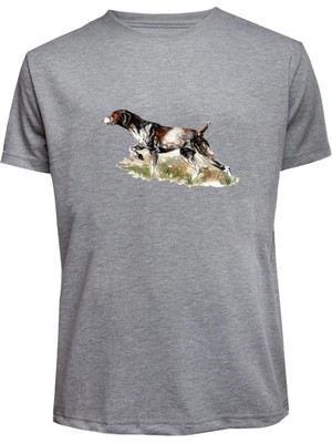 Unisex Av Köpeği Baskılı Tişört Pamuk Penye Süprem Basic