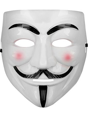 Senka Beyaz Pembe Yanaklı V For Vendetta Maskesi