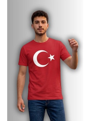 Özel Tasarım Türk Bayrağı Baskılı Tshirt - %100 Pamuk Penye Süprem Sıfır Yaka Unisex