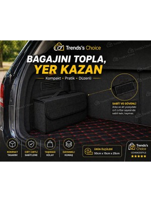 Trends's Choice Araba Oto Bagaj Çantası Siyah Oto Bagaj Düzenleyici Organizer Araç Içi Oto Aksesuar Keçe Çanta