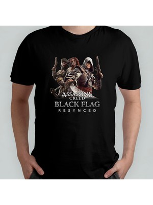 Pixxa Assassin's Creed Black Flag Unisex %100 Pamuklu Bisiklet Yaka T-Shirt