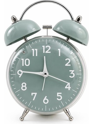 Valkyrie Retro Çalar Saat Işıklı Analog Masa Saati Dekoratif Komodin Saati Bombe Kapaklı 15X10 Yeşil