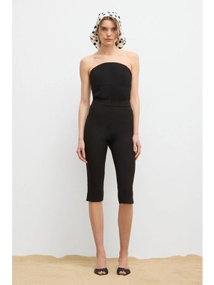 Love My Body Moda Tutkusu Paçası Yırtmaçlı Kapri Pantolon Siyah 137M2358000