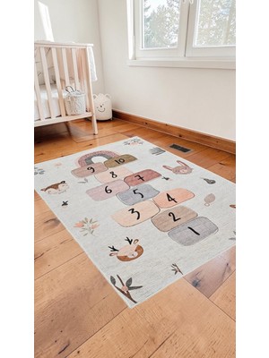 Alpina Home Alpin Home New Age Cocuk Halısı  Renkli Yıkanabilir Dokuma Taban Kaymaz Salon Mutfak Balkon Kilimi
