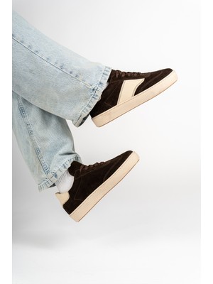 Tesla Shoes Hakiki Deri Kahve Süet Sneaker