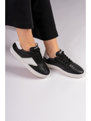 Tesla Shoes Hakiki Deri Siyah Sneaker