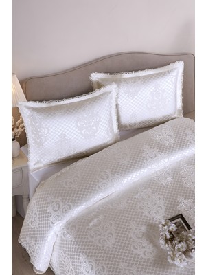 Bir Home Loretta Jakarlı Fransız Güpürlü Modern Çift Kişilik Yatak Örtüsü Takımı 240X250CM