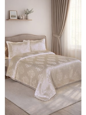 Bir Home Loretta Jakarlı Fransız Güpürlü Modern Çift Kişilik Yatak Örtüsü Takımı 240X250CM