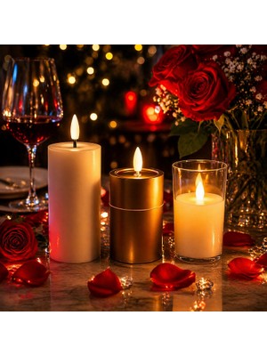 Kuzey Oyuncak Yüksek Kalite Vip Farklı 3 Model LED Işıklı Mum Gün Işığı Mum Özel Masa Dekor Mumu Romantik LED Mum
