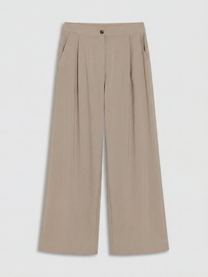 Soulife Pileli Geniş Paça Loose Fit Kadın Pantolon
