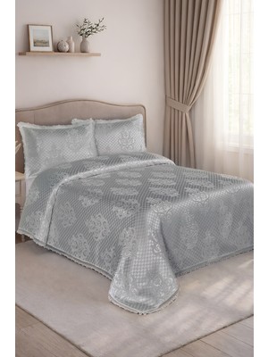 Bir Home Loretta Jakarlı Fransız Güpürlü Modern Çift Kişilik Yatak Örtüsü Takımı 240X250CM