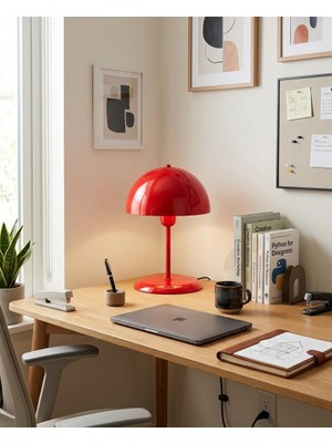 D-Light Solo Mantar Tasarım Kırmızı Abajur 25 cm