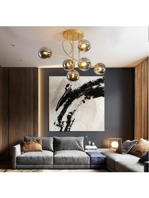 Lambadar Pare Model Spor Gold Cam Malzemeli Modern Avize Şık Tasarım ve Renkli Aydınlatma