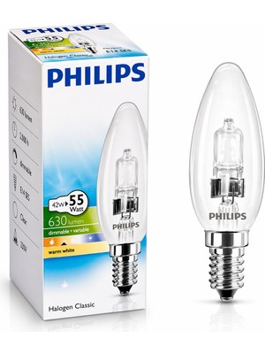 Philips 42-55W E14 Halojen Mum Ampül Dimlenebilir