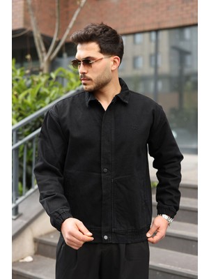 Little Cup Jeans Co Erkek Regular Fermuarlı ve Çıtçıtlı Siyah Kanvas Ceket