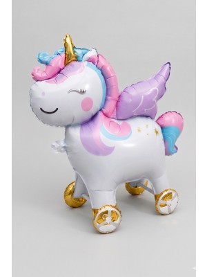 Le Mabelle Beyaz Tekerlekli Unicorn Parti Balonu