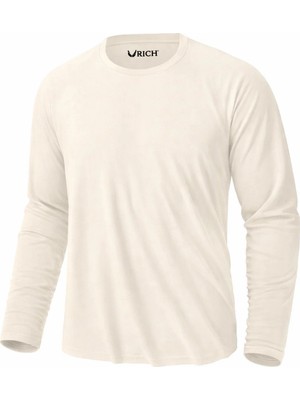 Rich Erkek Ekru Basic Uzun Kollu Tişört Sporcu Body T-Shirt