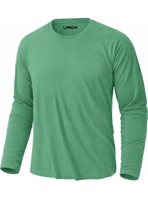 Rich Erkek Yeşil Basic Uzun Kollu Tişört Sporcu Body T-Shirt
