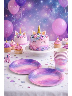 Le Mabelle Pembe Yıldız Tozu Temalı 8'li Tabak Bardak Set