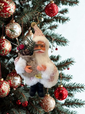 Haze Design Lab Pembe Noel Baba Oyuncak Çam Ağacı Süsü -Yılbaşı Dekor Mini Biblo