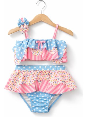 Beyaz Bebe Kız Çocuk Trend Deniz Havuz Bikini