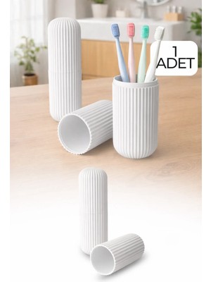 Omilife Yuvarlak Seyahat Tipi Aksesuar Taşıma Kabı Diş Fırçası Makyaj Fırçası Kutusu