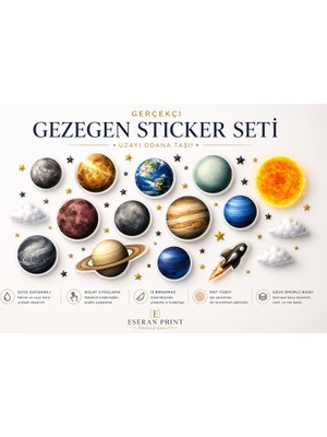 Eseran Print Güneş Sistemi Gezegen Duvar Sticker Seti