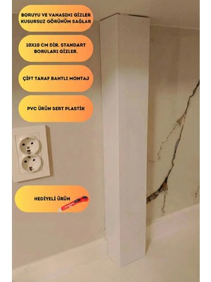 Özgürce 10X10 cm Yapışkanlı Doğalgaz Borusu Gizleme ve Saklama Paneli