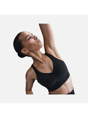 Nike Kadın Siyah Alate Medium Support Longline Padded Sports Bra Sporcu Sütyeni | FQ7383-010