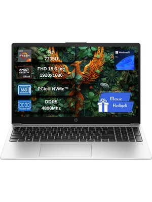 Hp 255R G10 Amd Ryzen™ 7 7735U 16GB Ddr5 2tb SSD 15.6" Amd Radeon Grafik Fhd (1920 x 1080), Ips, 300NIT WIN11PRO Taşınabilir Bilgisayar D30M1ETEX03
