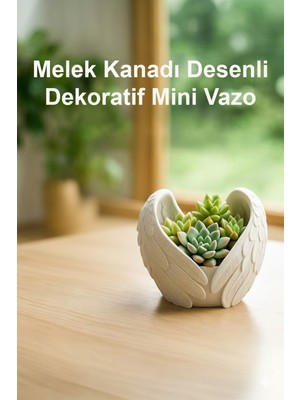 Özgürce Melek Kanadı Desenli Çok Amaçlı Beton Vazo ve Organizer