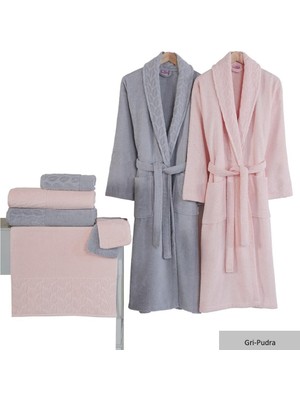 Nurpak Hazal Banyo Havlu Seti 4 Parça Gri-Pudra Koton 90 x 150 cm Yumuşak Doku Özelliği