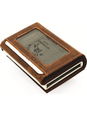 Willpolo Hakiki Dana Derisi Natural Kese Bölmeli Mekanizmalı Otomatik Crazy Taba Kartlık Cüzdan